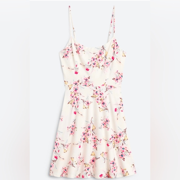 NWT Nine Britton Floral Knit mini cream coral Strappy skater beachy Dress sz XLP - Picture 5 of 14